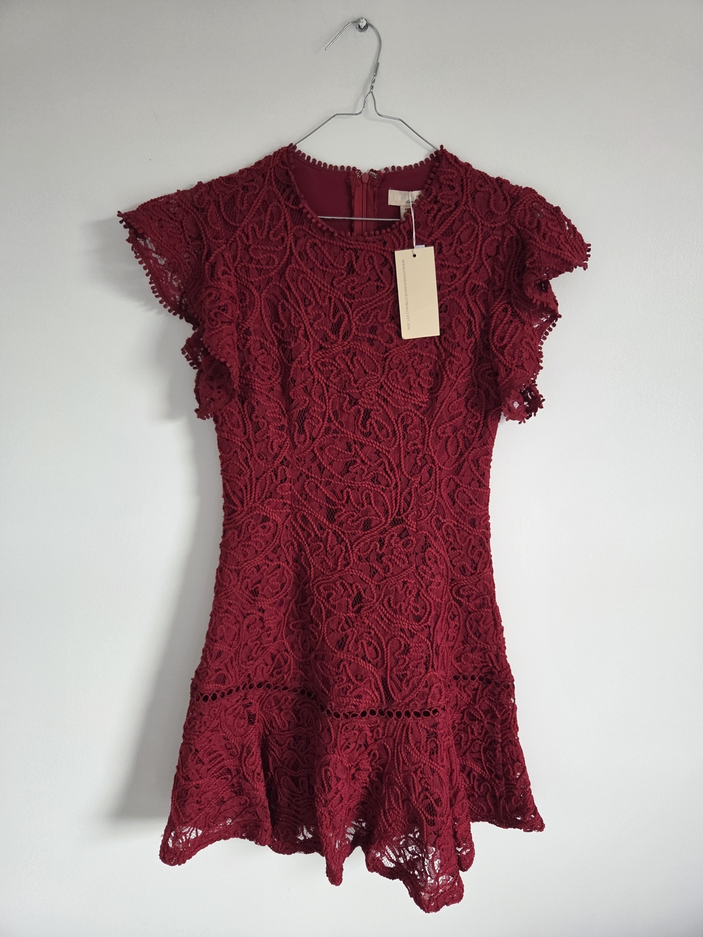 Women’s Lace Fit-and-Flare Dress in Deep Red
